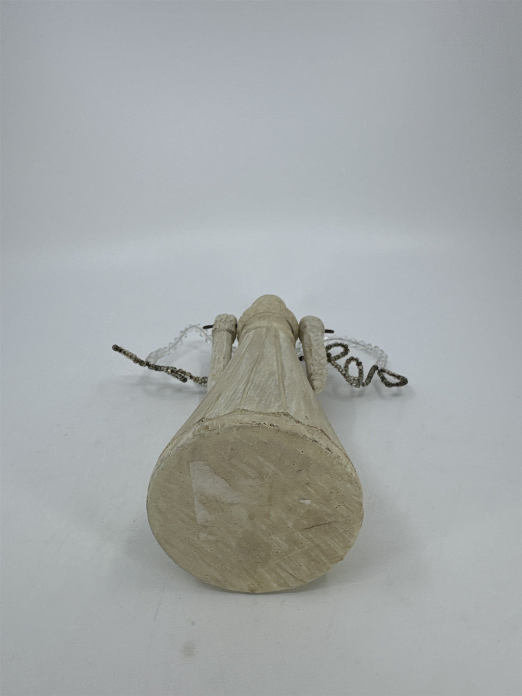 Vintage Wood Art Angel Figurine W/ Movable Arms And Beaded Wings *Repaired