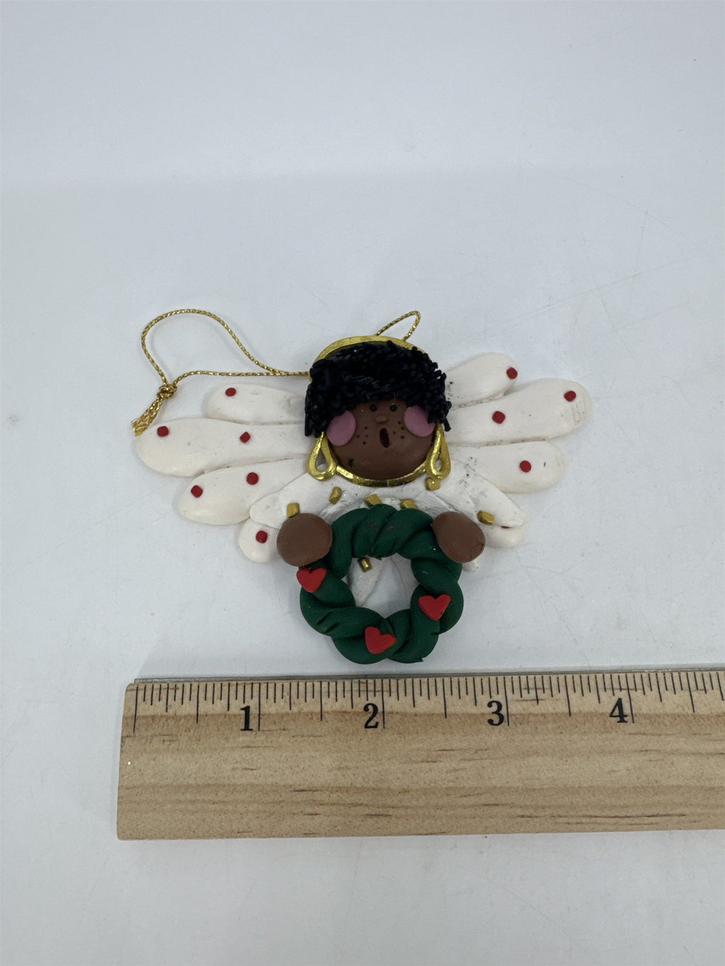 Set Of Three Black Singing Angel Clay Christmas Ornaments