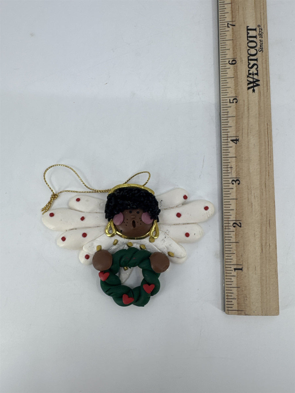 Set Of Three Black Singing Angel Clay Christmas Ornaments