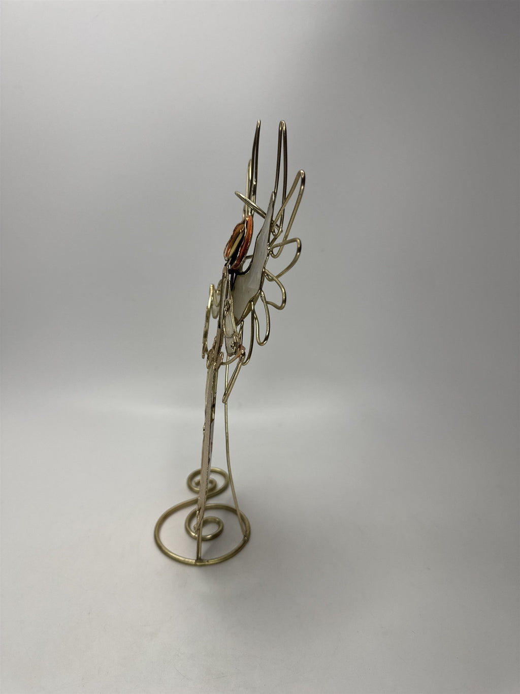 Wire Angel Figurine Gold Metal Capiz Shell Christmas Tabletop Ornament
