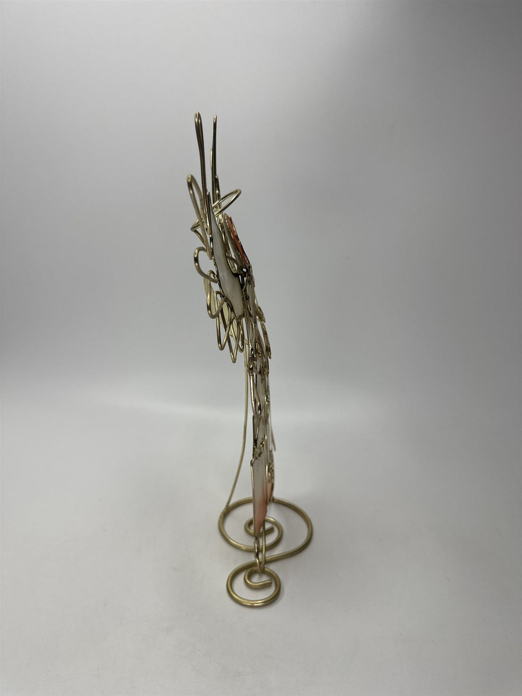 Wire Angel Figurine Gold Metal Capiz Shell Christmas Tabletop Ornament