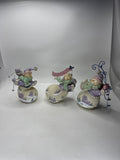 SET 3 Home Interiors Snowmen Figurine Skiing Skating Christmas Winter 56042