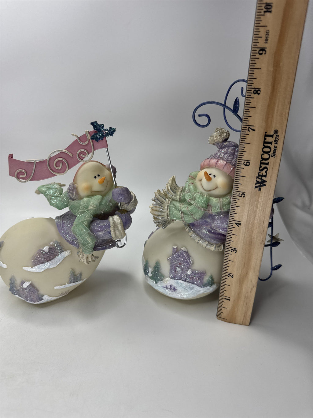 SET 3 Home Interiors Snowmen Figurine Skiing Skating Christmas Winter 56042