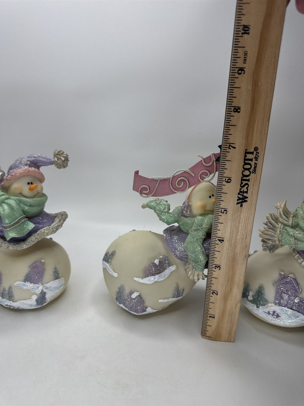 SET 3 Home Interiors Snowmen Figurine Skiing Skating Christmas Winter 56042
