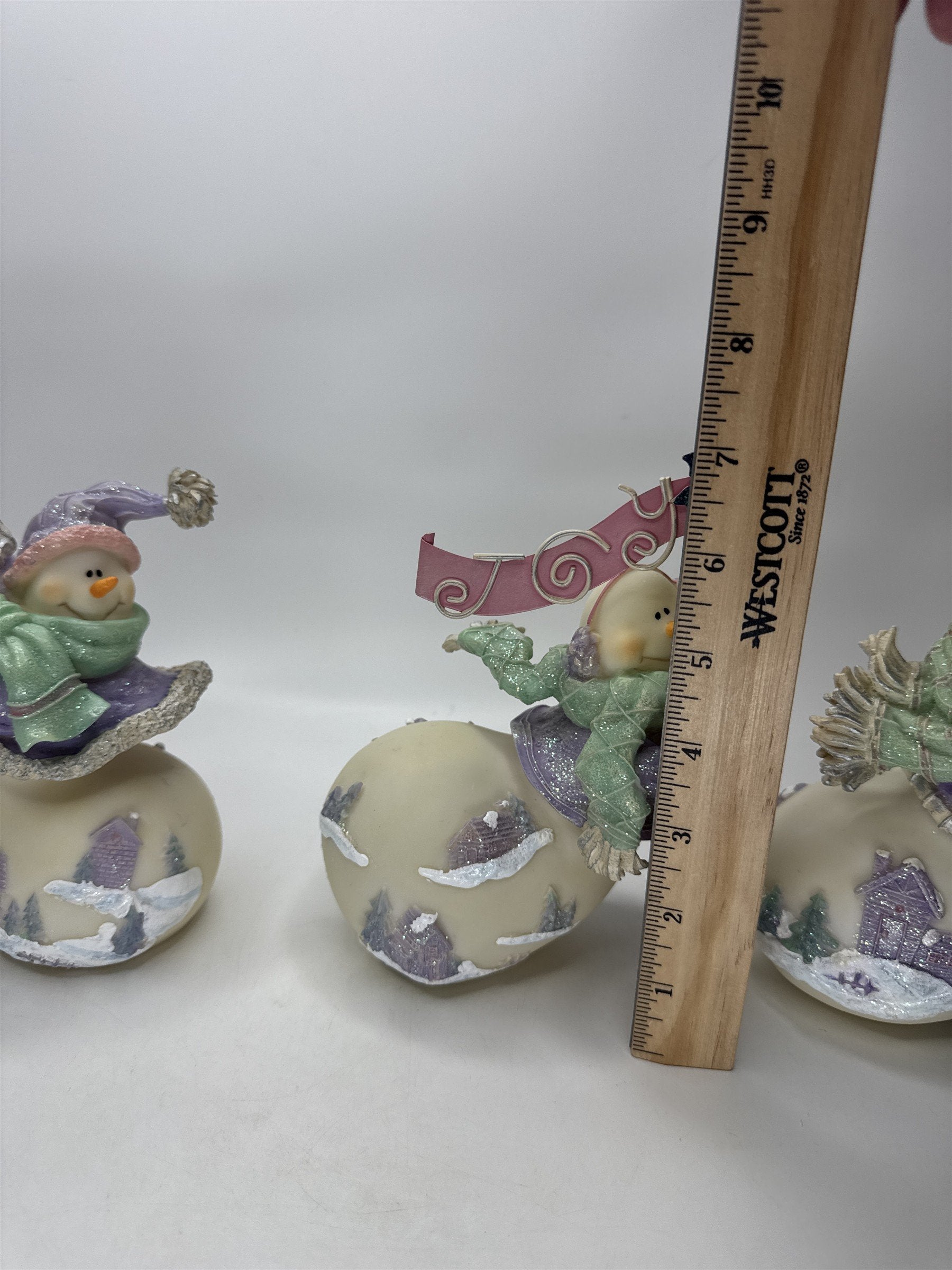 SET 3 Home Interiors Snowmen Figurine Skiing Skating Christmas Winter 56042