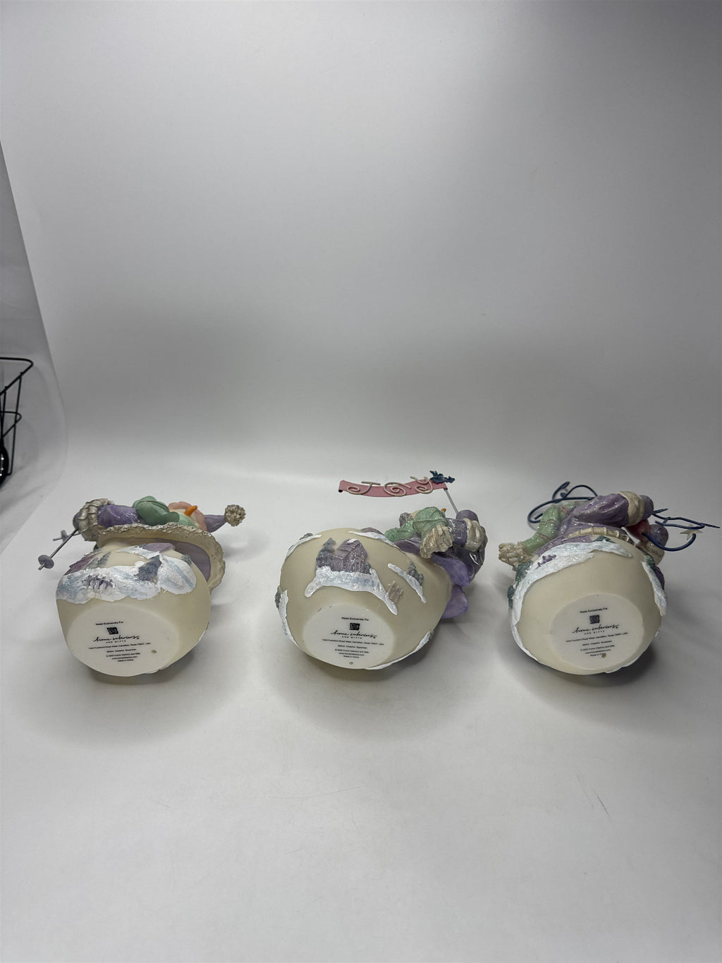 SET 3 Home Interiors Snowmen Figurine Skiing Skating Christmas Winter 56042