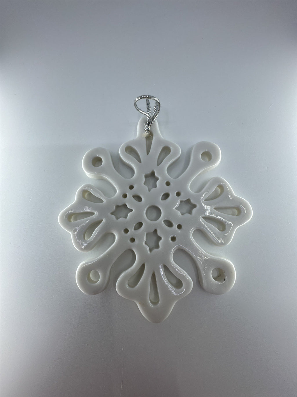 Vintage Lenox Style White Christmas Tree Snowflake Ornament Porcelain?