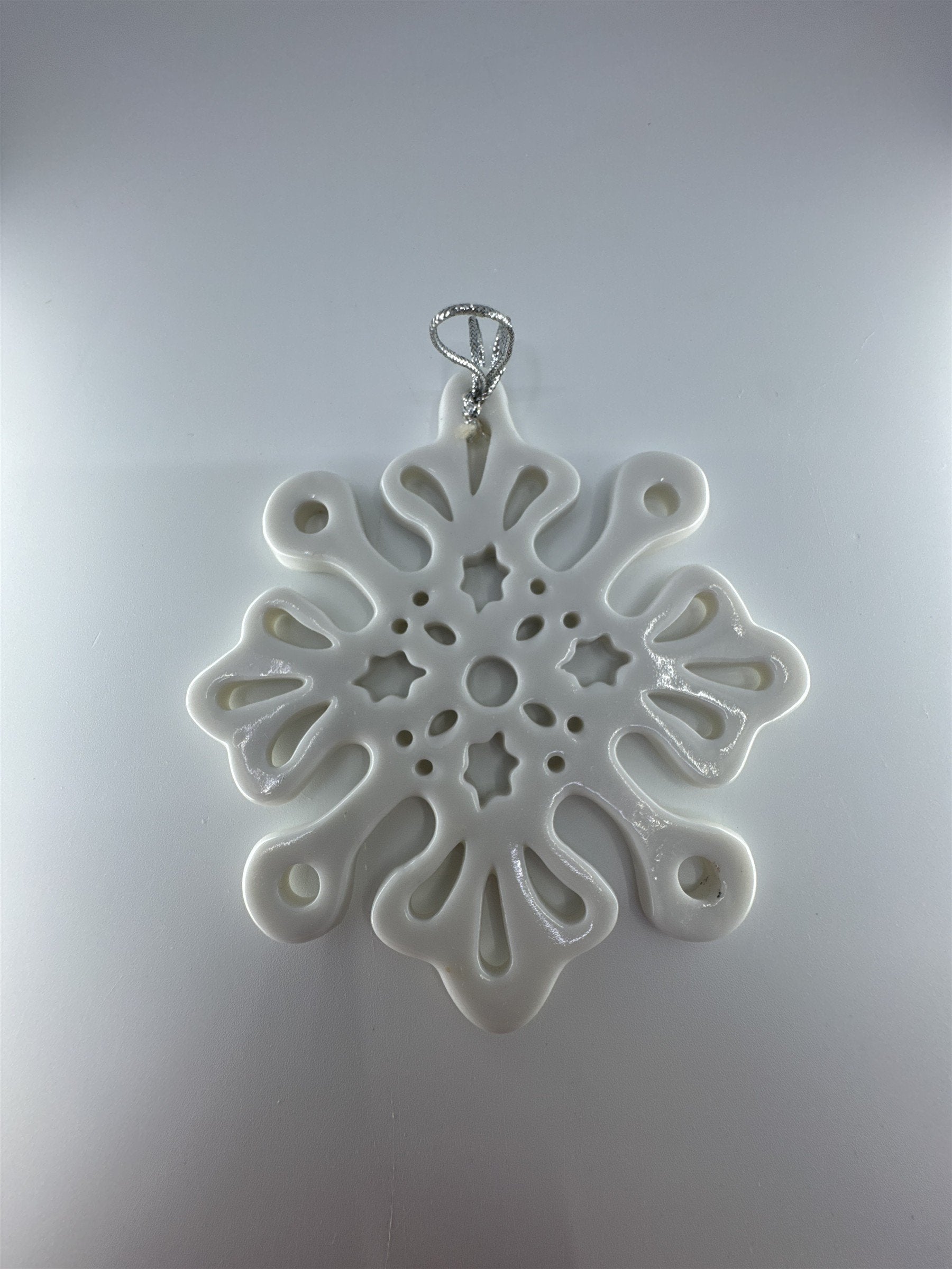 Vintage Lenox Style White Christmas Tree Snowflake Ornament Porcelain?