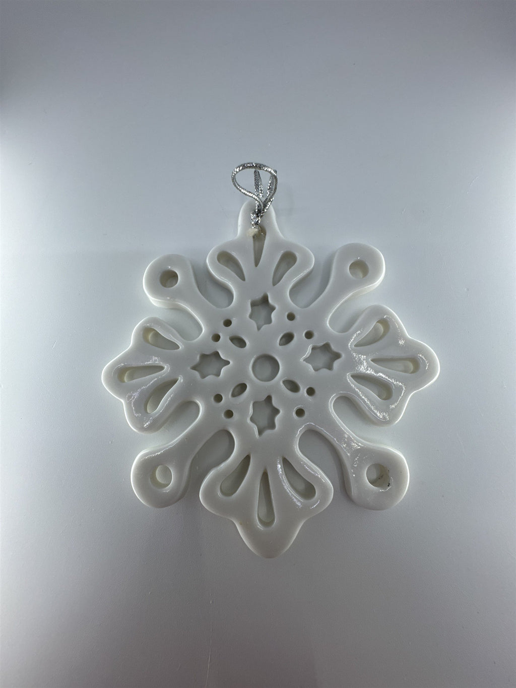 Vintage Lenox Style White Christmas Tree Snowflake Ornament Porcelain?