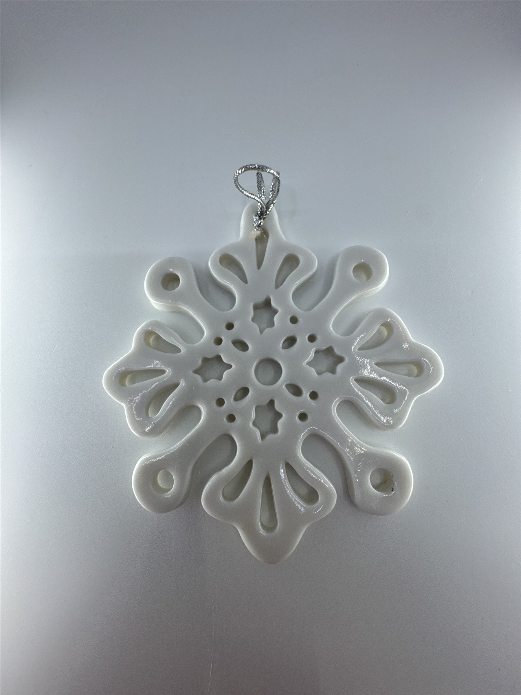 Vintage Lenox Style White Christmas Tree Snowflake Ornament Porcelain?