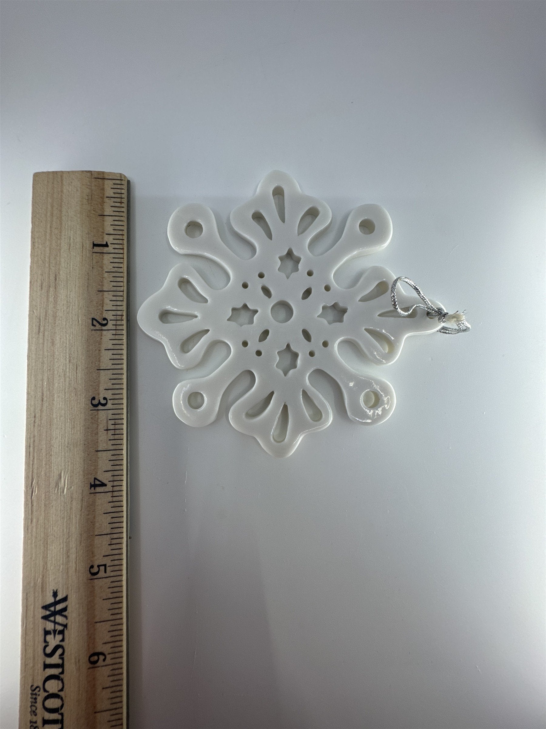 Vintage Lenox Style White Christmas Tree Snowflake Ornament Porcelain?