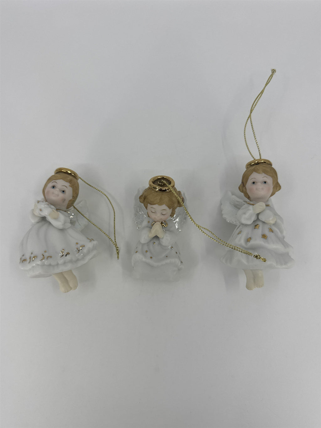 Set Of Three Vintage Home Interiors Christmas Angel Tree Ornaments