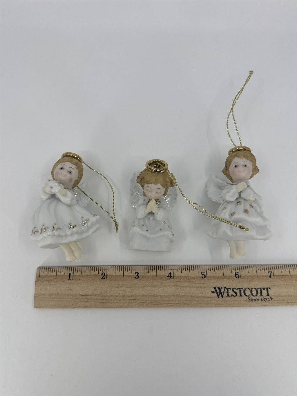 Set Of Three Vintage Home Interiors Christmas Angel Tree Ornaments