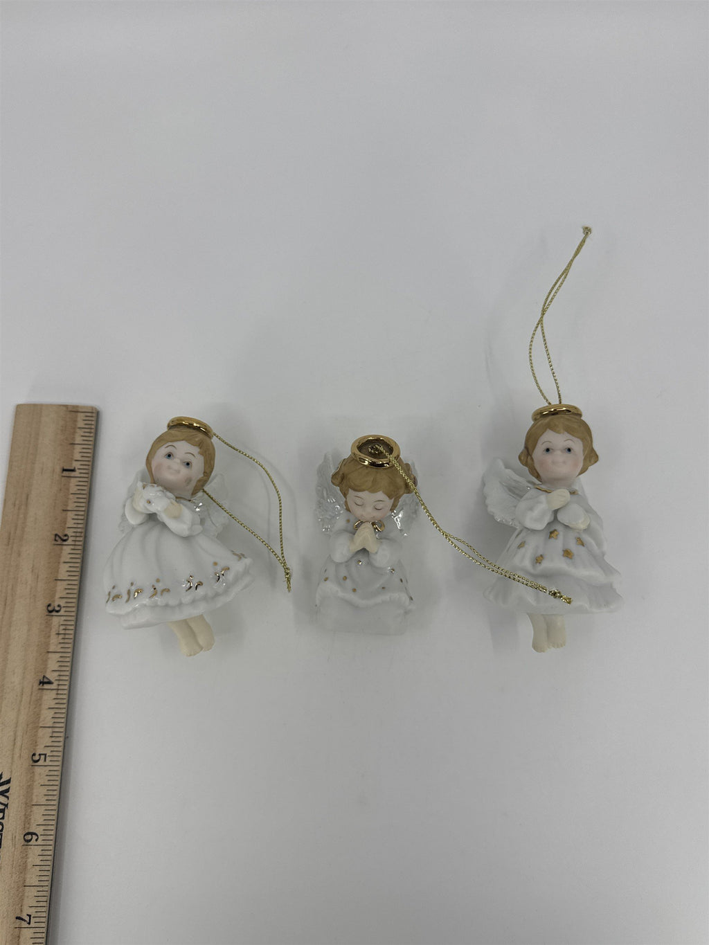 Set Of Three Vintage Home Interiors Christmas Angel Tree Ornaments
