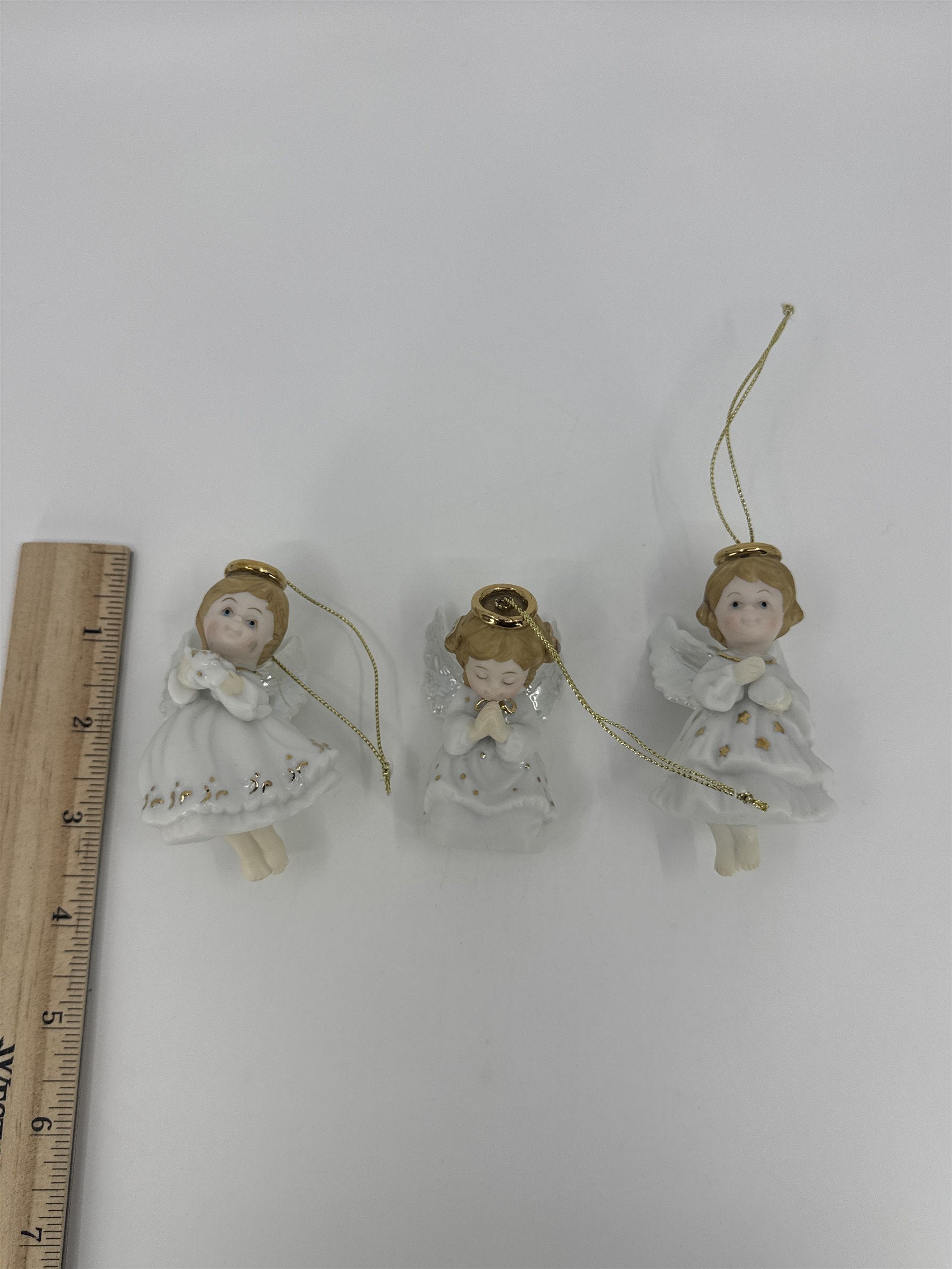 Set Of Three Vintage Home Interiors Christmas Angel Tree Ornaments
