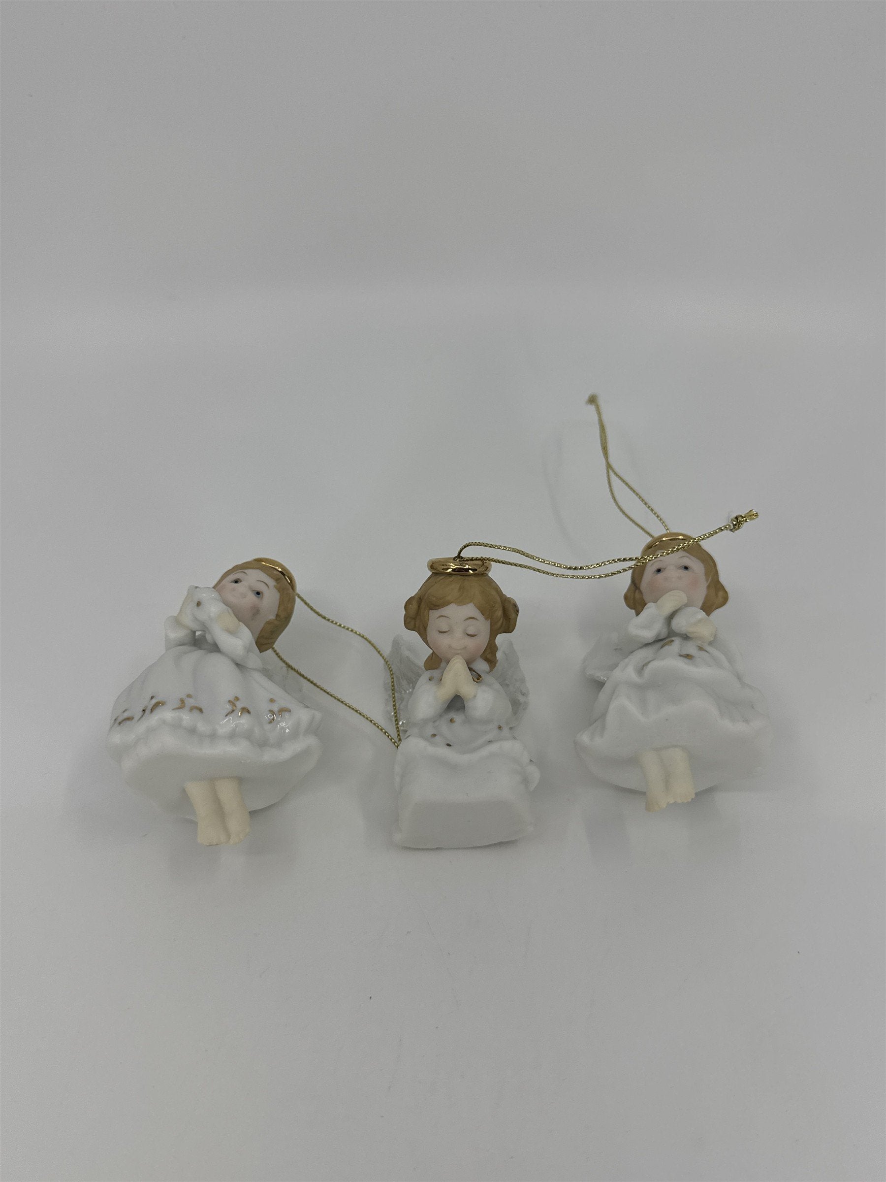 Set Of Three Vintage Home Interiors Christmas Angel Tree Ornaments