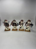 Home Interiors Snowmen Primitive Figurine Set 4pc Plaid Christmas Holiday