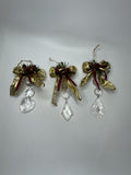 Home Interiors Ornament Set 3pc Gold Bow Crystal Sun Catcher Christmas Decor