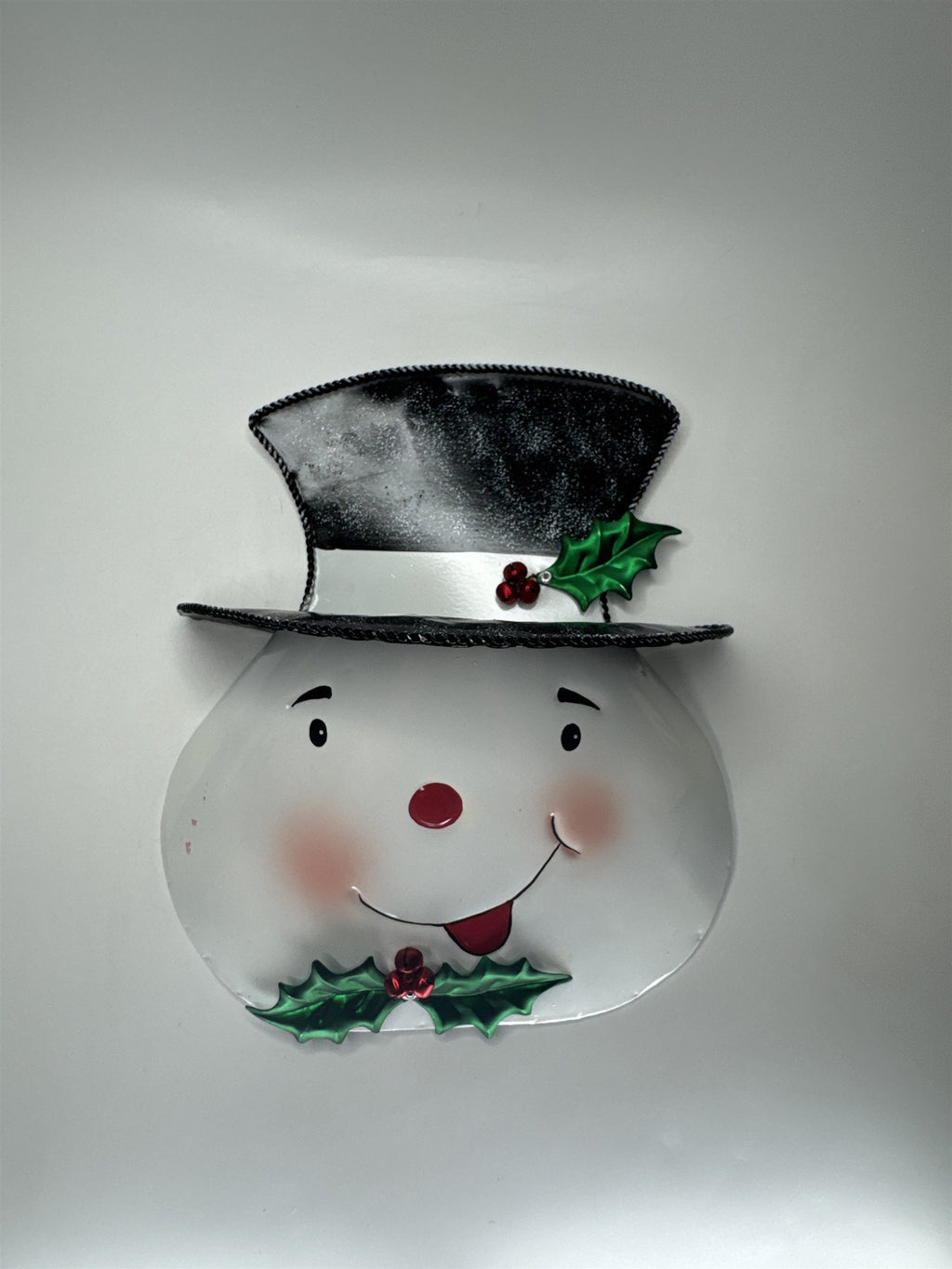 Jolly Snowman Wall Pocket Metal Tin Christmas Holiday Door Hanging Decor