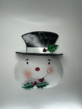 Jolly Snowman Wall Pocket Metal Tin Christmas Holiday Door Hanging Decor