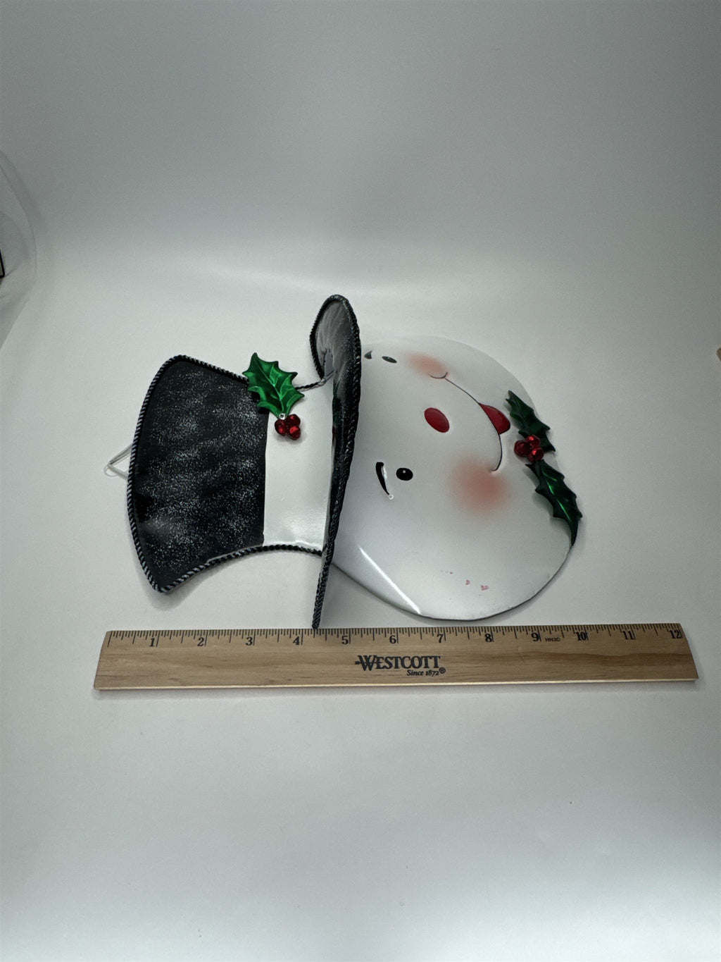 Jolly Snowman Wall Pocket Metal Tin Christmas Holiday Door Hanging Decor