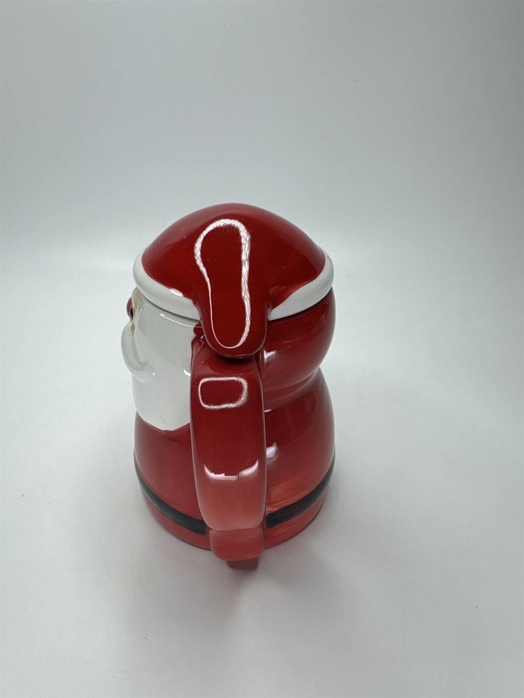 Santa Claus Face Mug w/ Lid Ceramic Christmas Holiday Coffee Tea Cup Red