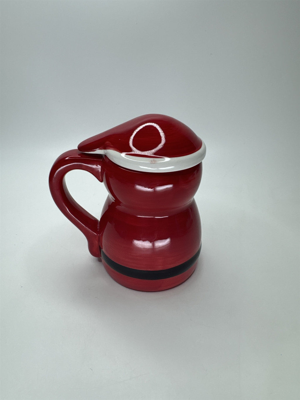 Santa Claus Face Mug w/ Lid Ceramic Christmas Holiday Coffee Tea Cup Red