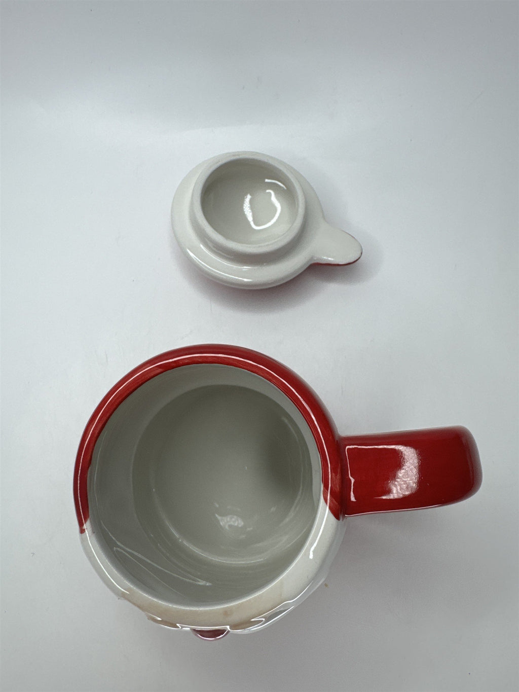 Santa Claus Face Mug w/ Lid Ceramic Christmas Holiday Coffee Tea Cup Red