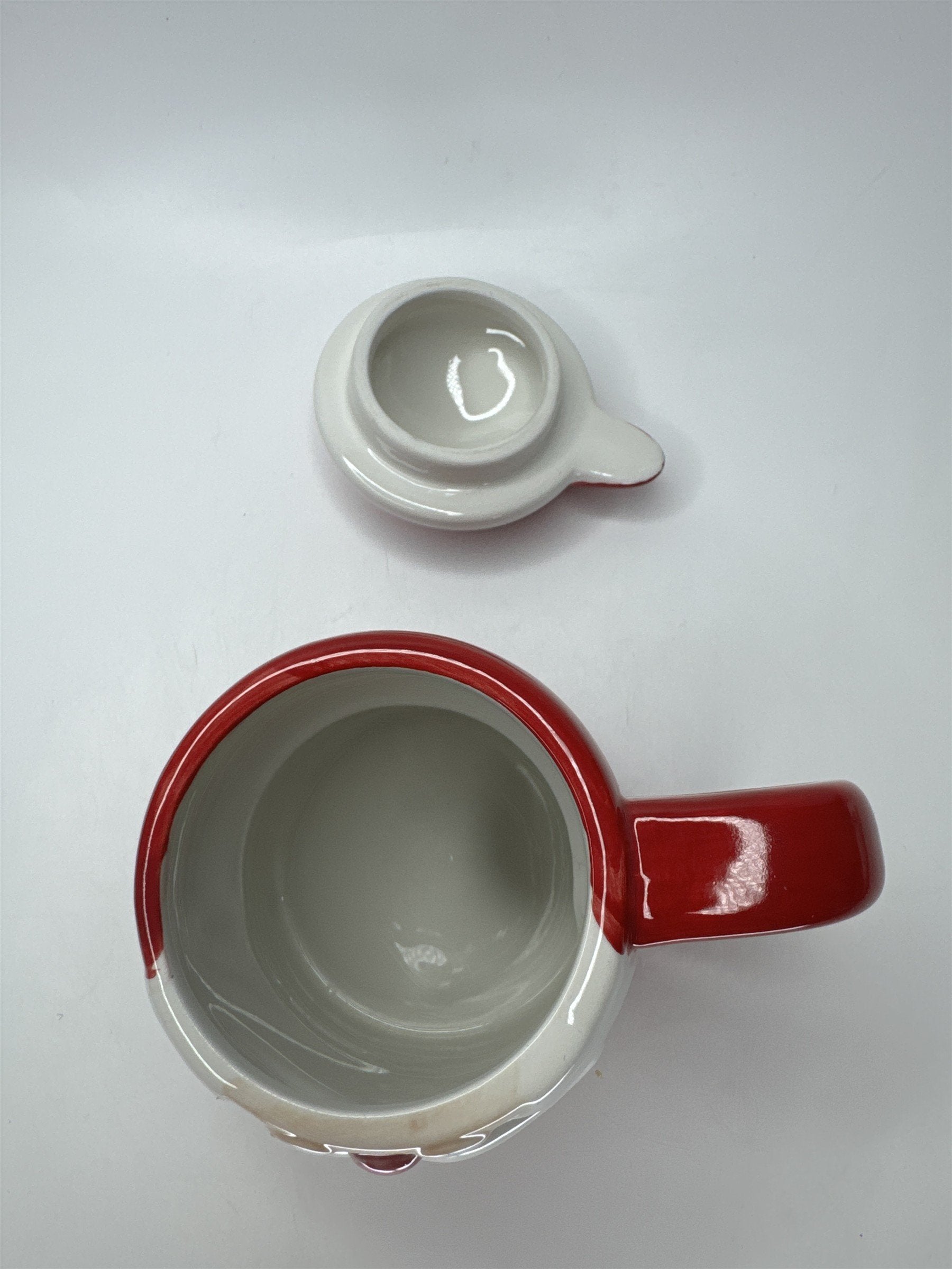 Santa Claus Face Mug w/ Lid Ceramic Christmas Holiday Coffee Tea Cup Red
