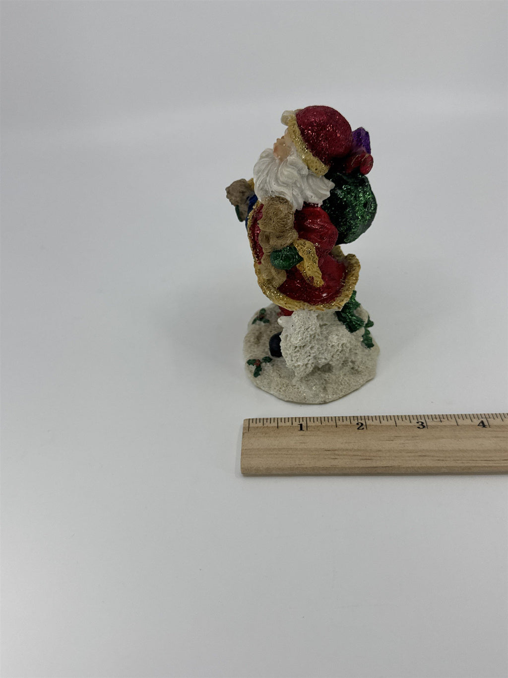 Vintage K's Collection Christmas Santa Figurine W/ Teddy Bear And Gifts