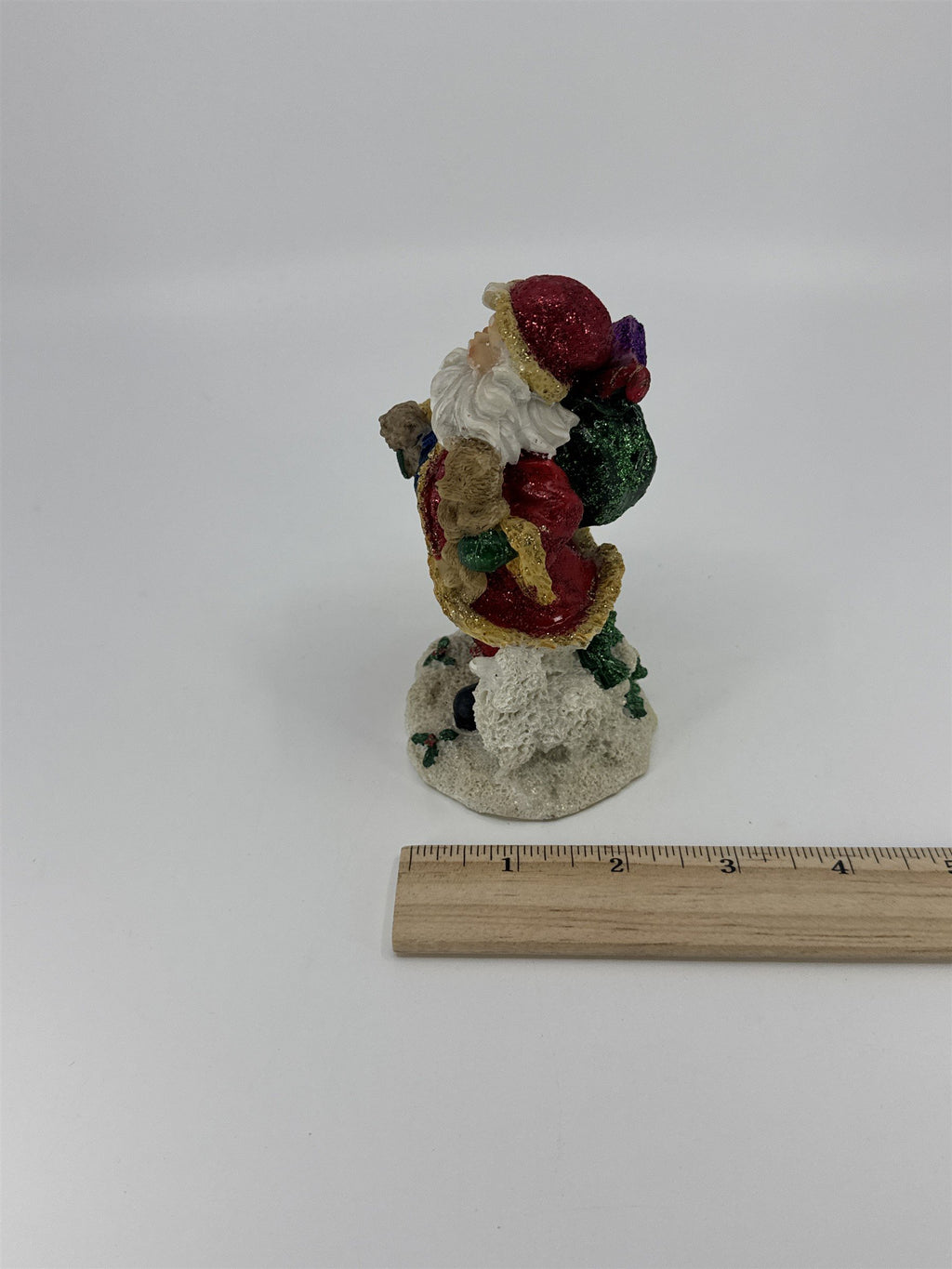 Vintage K's Collection Christmas Santa Figurine W/ Teddy Bear And Gifts