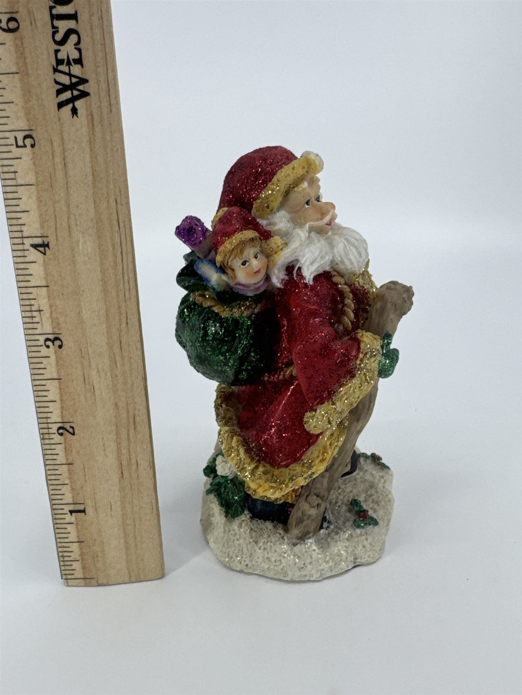 Vintage K's Collection Christmas Santa Figurine W/ Teddy Bear And Gifts
