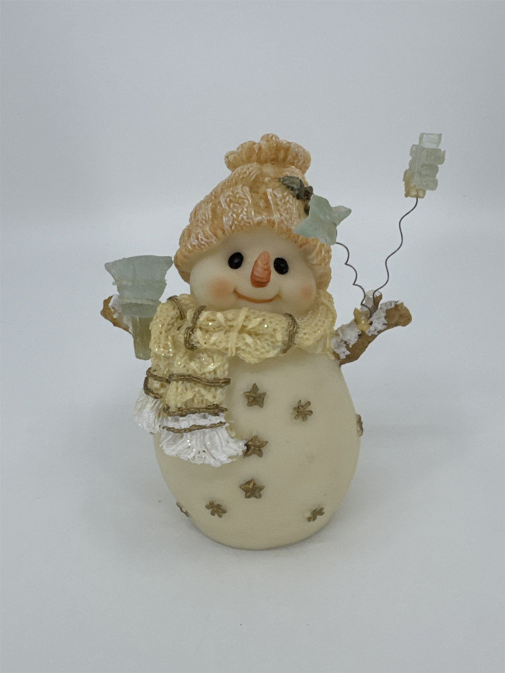 Treasured Times Holiday Collection White Resin Christmas Snowman W/ Snowflakes