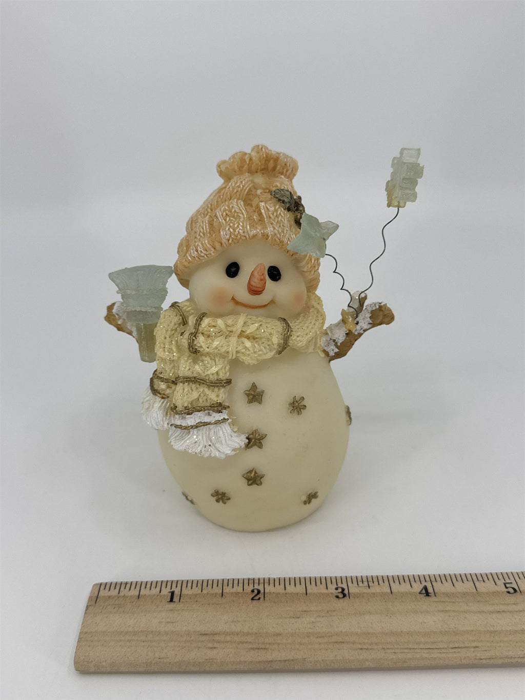 Treasured Times Holiday Collection White Resin Christmas Snowman W/ Snowflakes