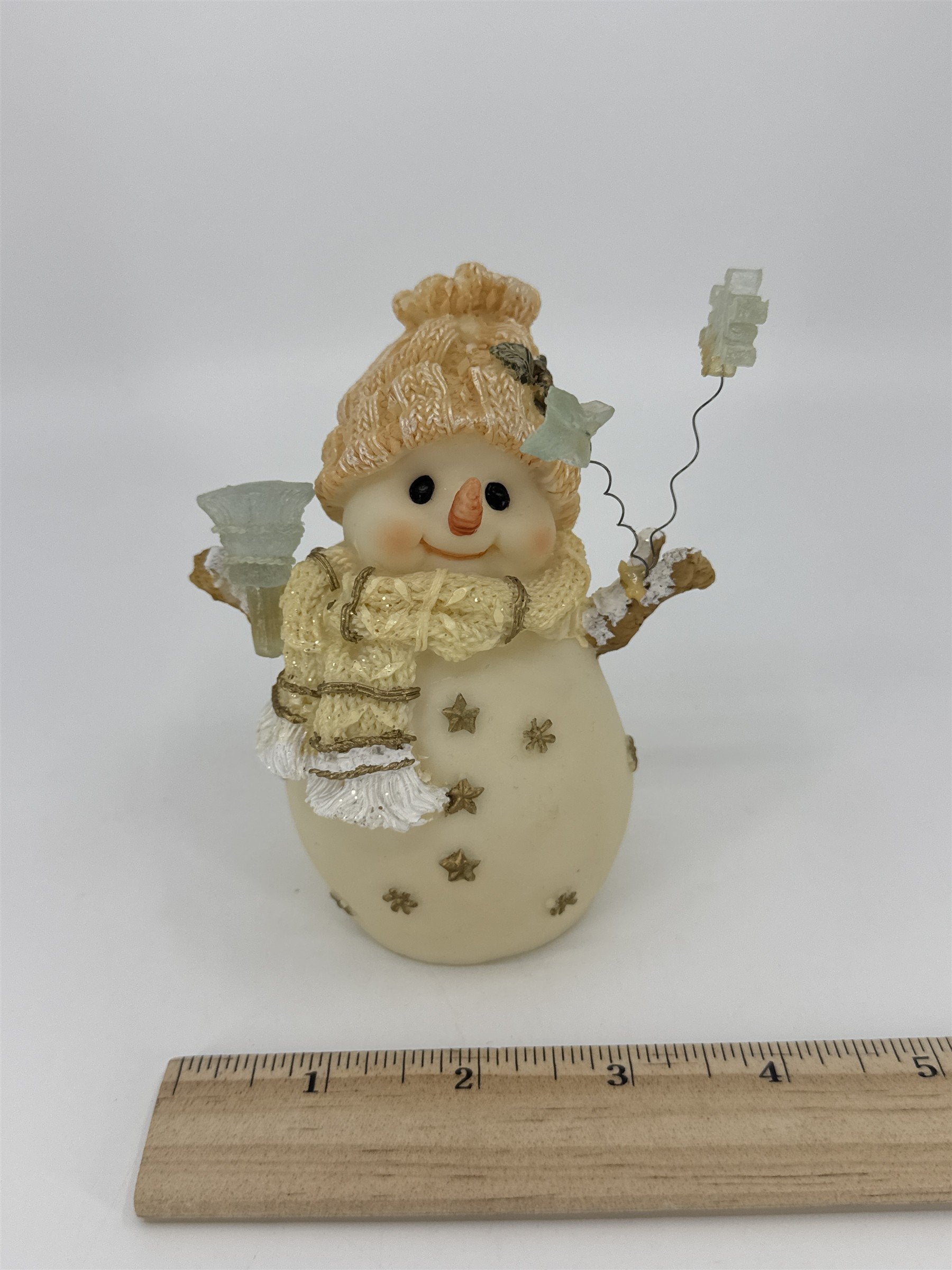 Treasured Times Holiday Collection White Resin Christmas Snowman W/ Snowflakes