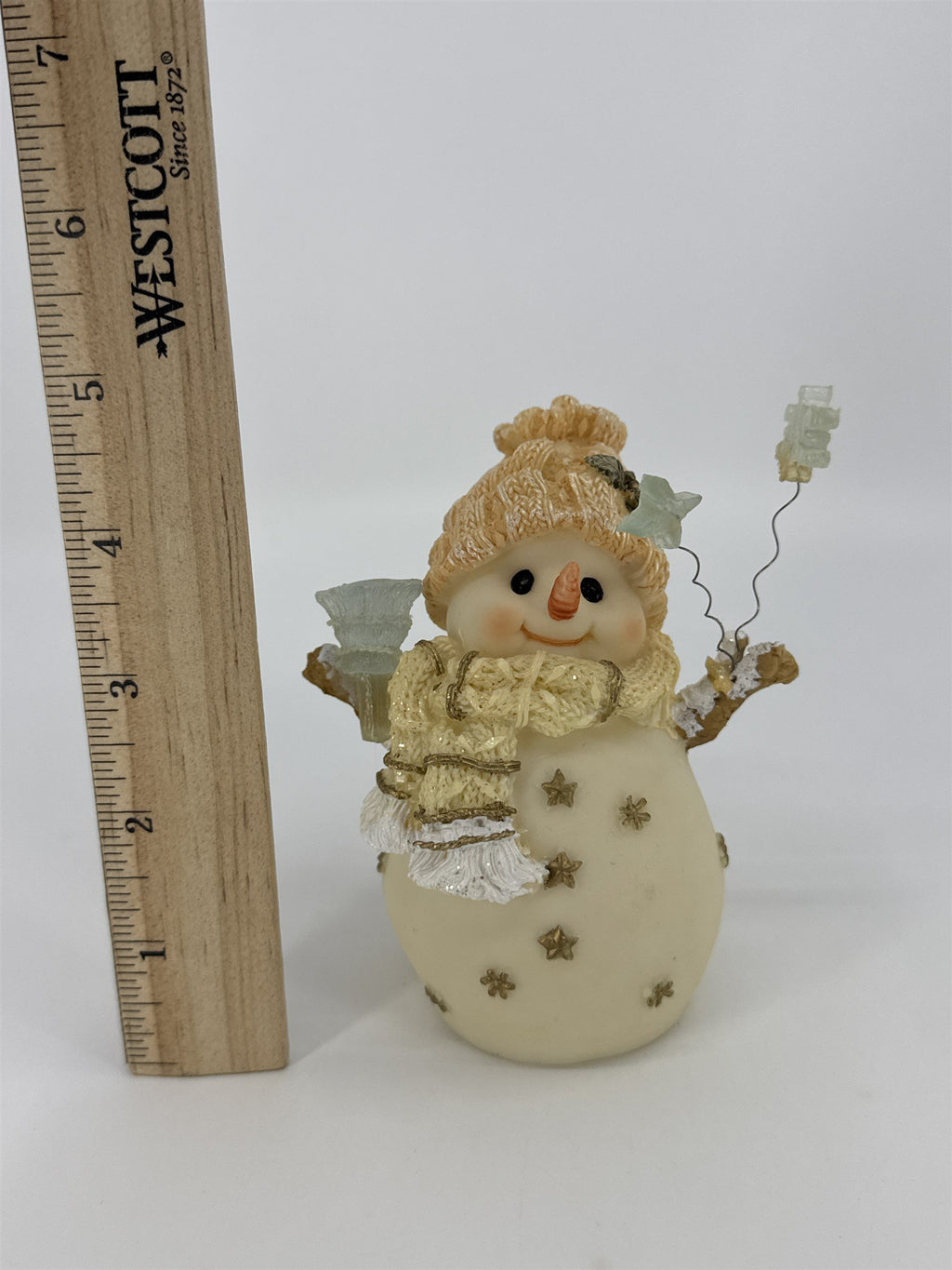 Treasured Times Holiday Collection White Resin Christmas Snowman W/ Snowflakes