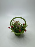 Miniature Plastic Deer Figurine Christmas Planter Berries Diorama Craft Vtg
