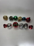 Lot 12 Vtg Plastic Christmas Ornaments Disco Ball Molded Red Green Gold