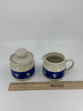 Vintage Morton Salt Umbrella Girl White And Blue Cream And Sugar Set