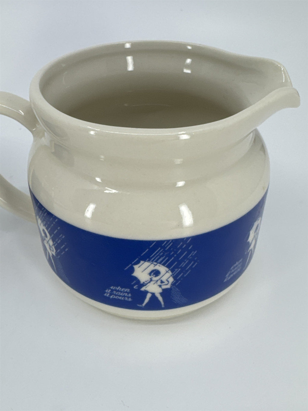 Vintage Morton Salt Umbrella Girl White And Blue Cream And Sugar Set