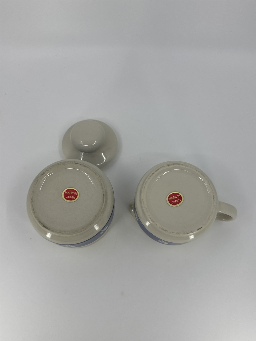 Vintage Morton Salt Umbrella Girl White And Blue Cream And Sugar Set