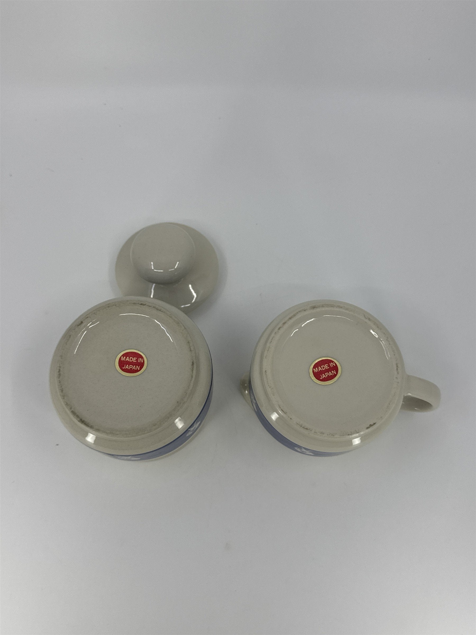 Vintage Morton Salt Umbrella Girl White And Blue Cream And Sugar Set