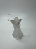 Frosted Acrylic Angel Ornament Christmas Figurine Reading Book Clear Vtg