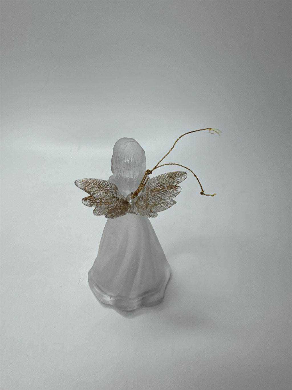 Frosted Acrylic Angel Ornament Christmas Figurine Reading Book Clear Vtg
