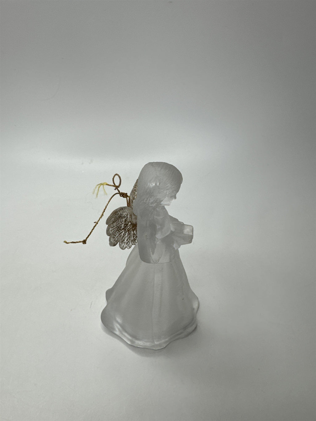 Frosted Acrylic Angel Ornament Christmas Figurine Reading Book Clear Vtg