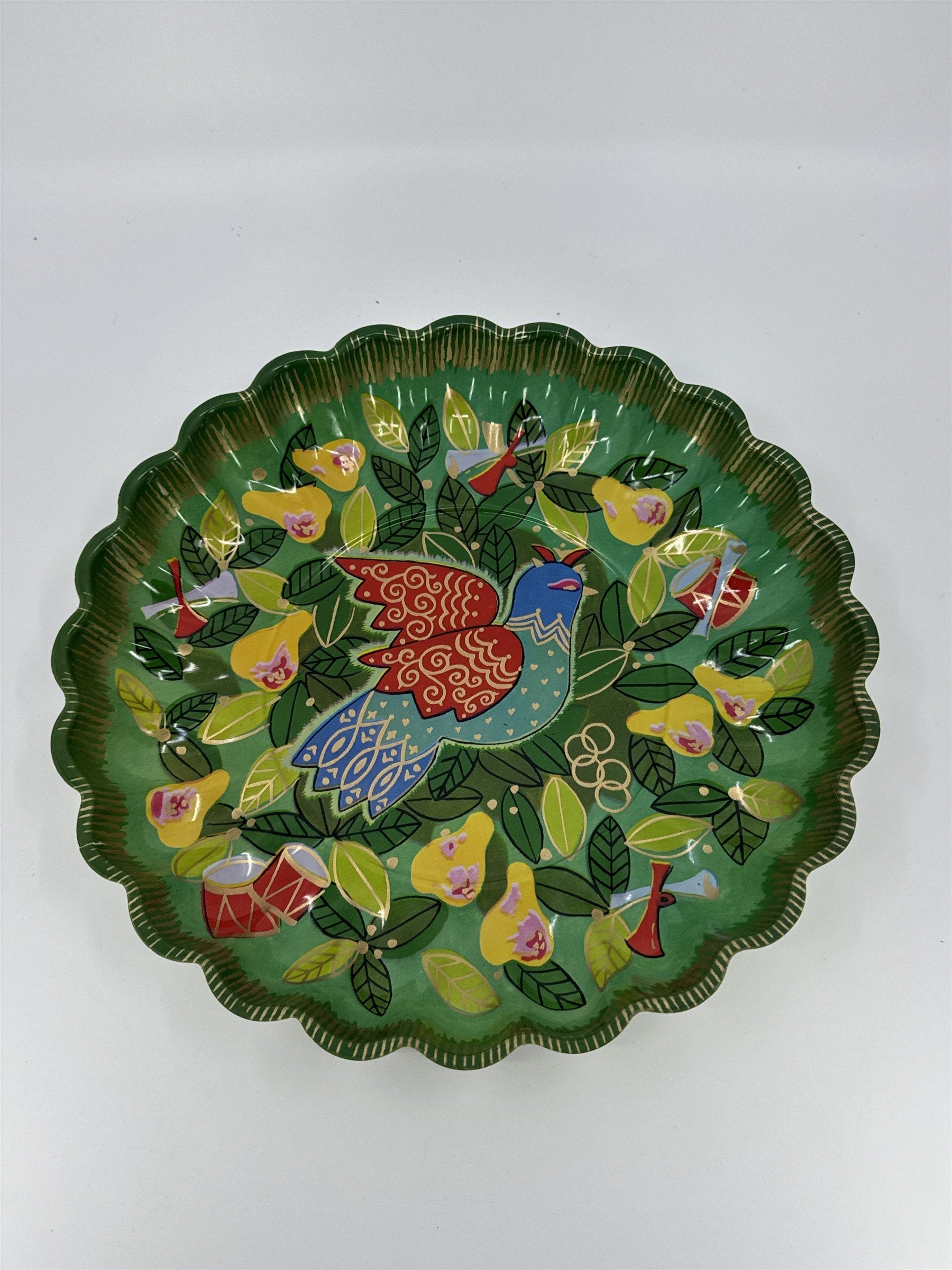Vintage Plastic 12 Days Of Christmas Decorative Scalloped Serving Tray