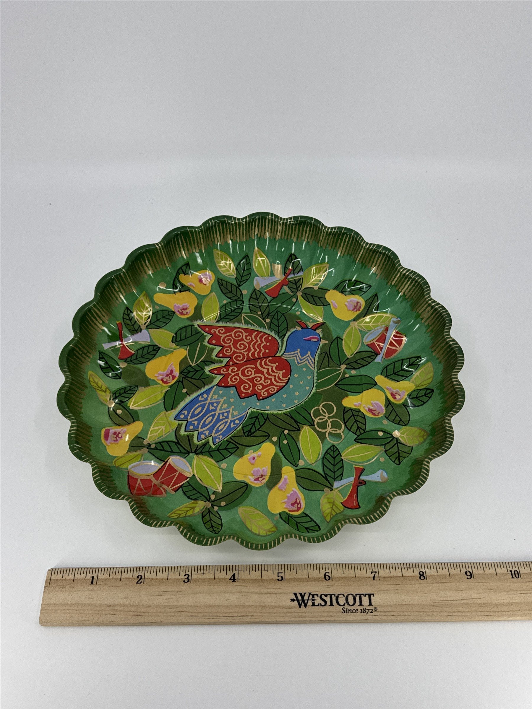 Vintage Plastic 12 Days Of Christmas Decorative Scalloped Serving Tray