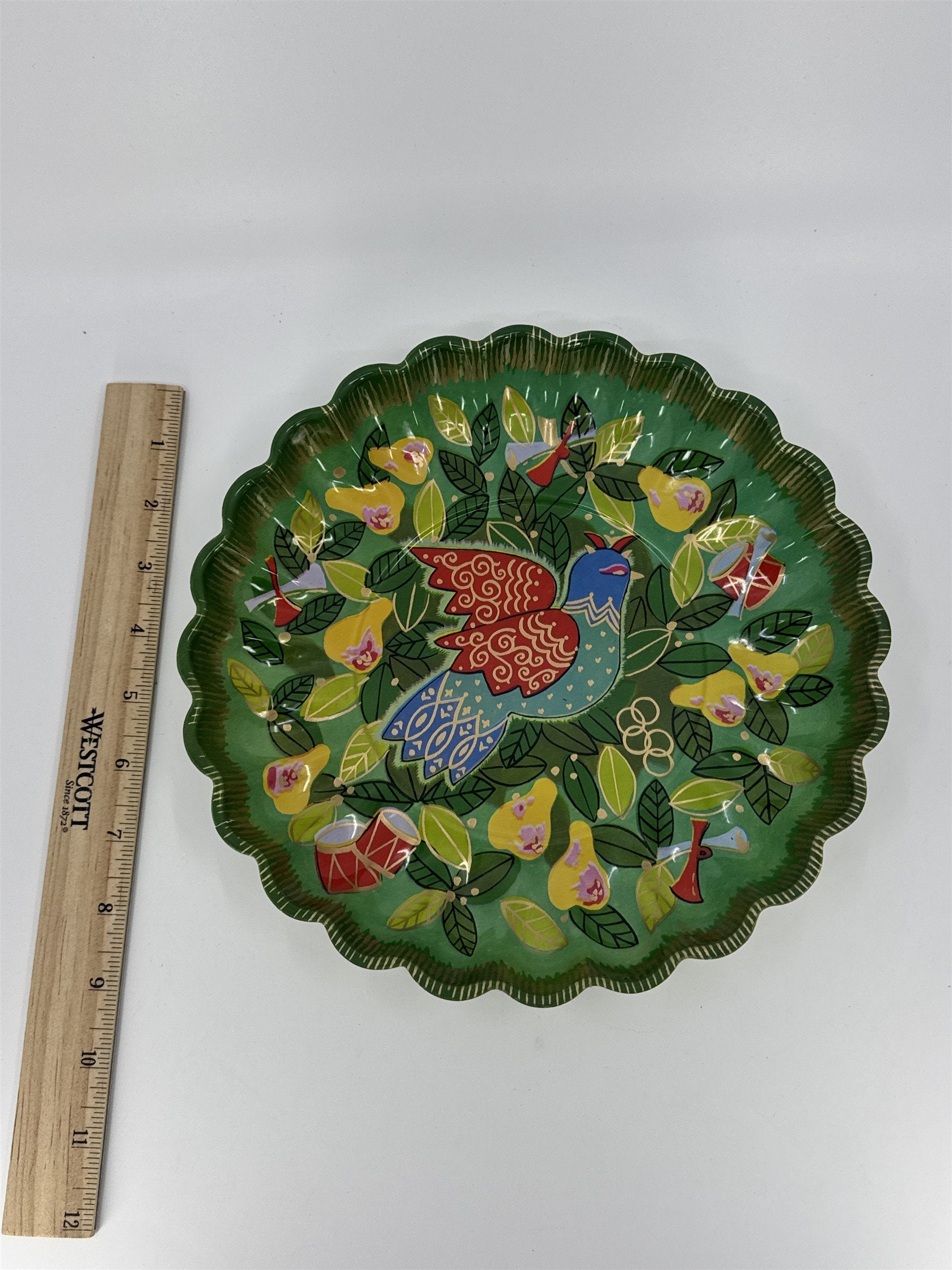 Vintage Plastic 12 Days Of Christmas Decorative Scalloped Serving Tray
