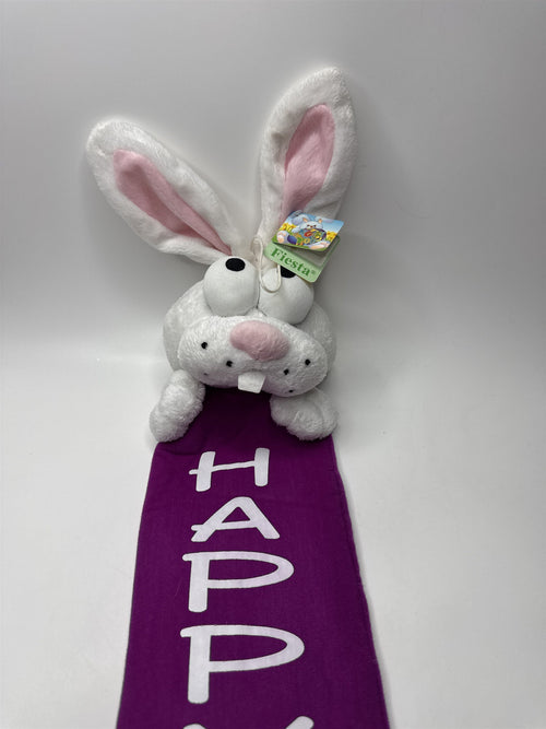 Fiesta Bunny Rabbit Plush Happy Easter Huggable Shelf Sitter Purple White