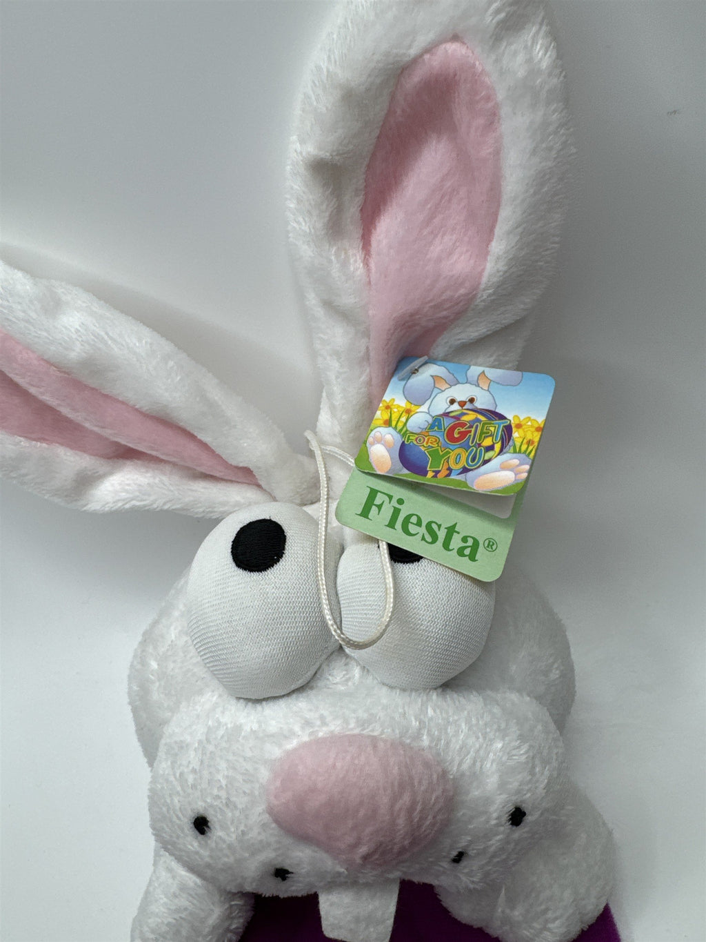 Fiesta Bunny Rabbit Plush Happy Easter Huggable Shelf Sitter Purple White